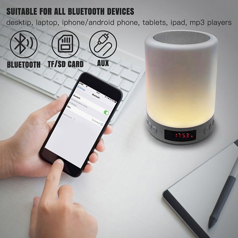 Altoparlante portatile senza fili Bluetooth Mini Player Touch Pat Light lampada da comodino a LED colorata a luce notturna per dormire meglio