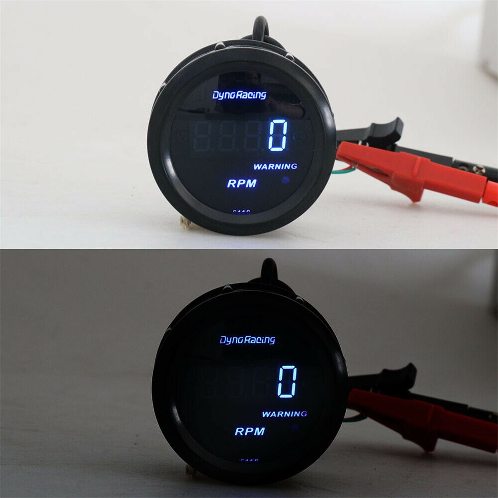 2" 52mm Car Digital Turbo Boost Gauge 12V Car Auto Tachometer RPM Gauge Meter Digital LED Tacho Gauge for 4 6 8 Cylinder Vehicle