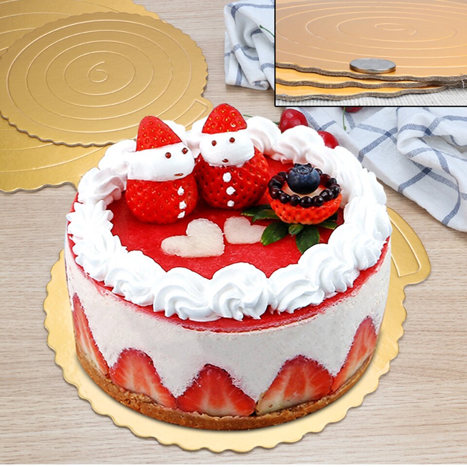 Transhome Baking Tools For Cakes 5 Pcs/set Cake Board Round Gold Cardboard Tray Cupcake Dessert Displays Tray Birthday Cake Tray