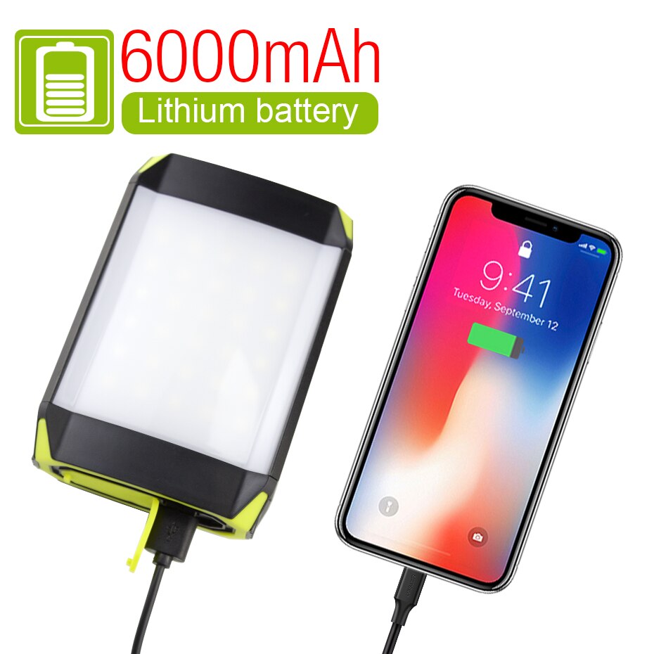 6000Mah Led Tent Light Usb Oplaadbare Camping Lantaarn Emergency Kamp Lichten Waterdicht Werk Licht Power Bank Flashligh