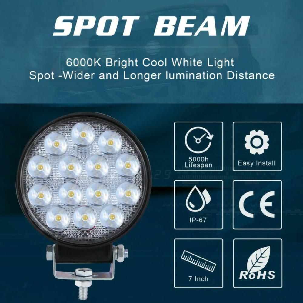 2pcs Round 140W LED Work Light 12V 24V Car Light Bright Beam Off-Road Flood 9000lm IP68 waterproof Spot light SUV DRL Fog Lamp
