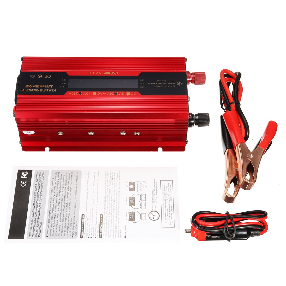 Bil inverter 12v 220v 4000w peak power inverter spænding konverter transformer 12v/24v 110v/220v inverter universal/us stik