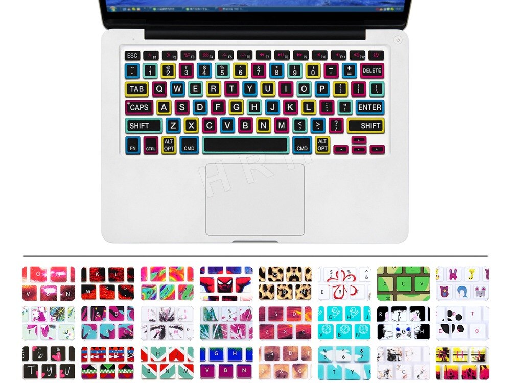 Für Apfel Mac Macbook Profi 13 15 17 Luft 13 Retina 13 UNS Layout Silikon Blume Aufkleber Regenbogen Tastatur Abdeckung tastatur Haut Schutz