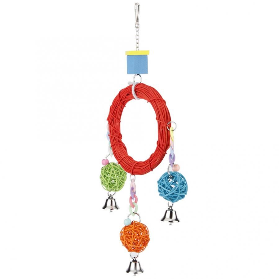 Papegøje kæledyr fugl farverig ring rattan rund gynge hængende stående legetøjsbur tilbehør til fugletilbehør