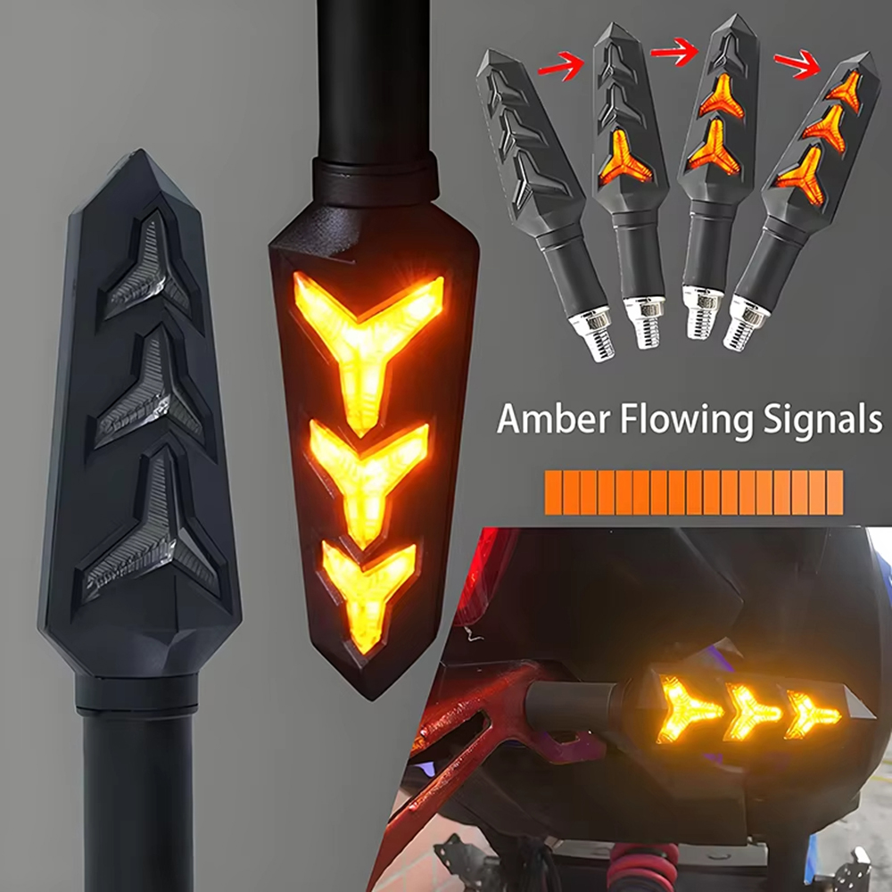 Motor LED Motor Richtingaanwijzer Vloeiende Visgraat Indicator Lichten Dagrijverlichting 12V