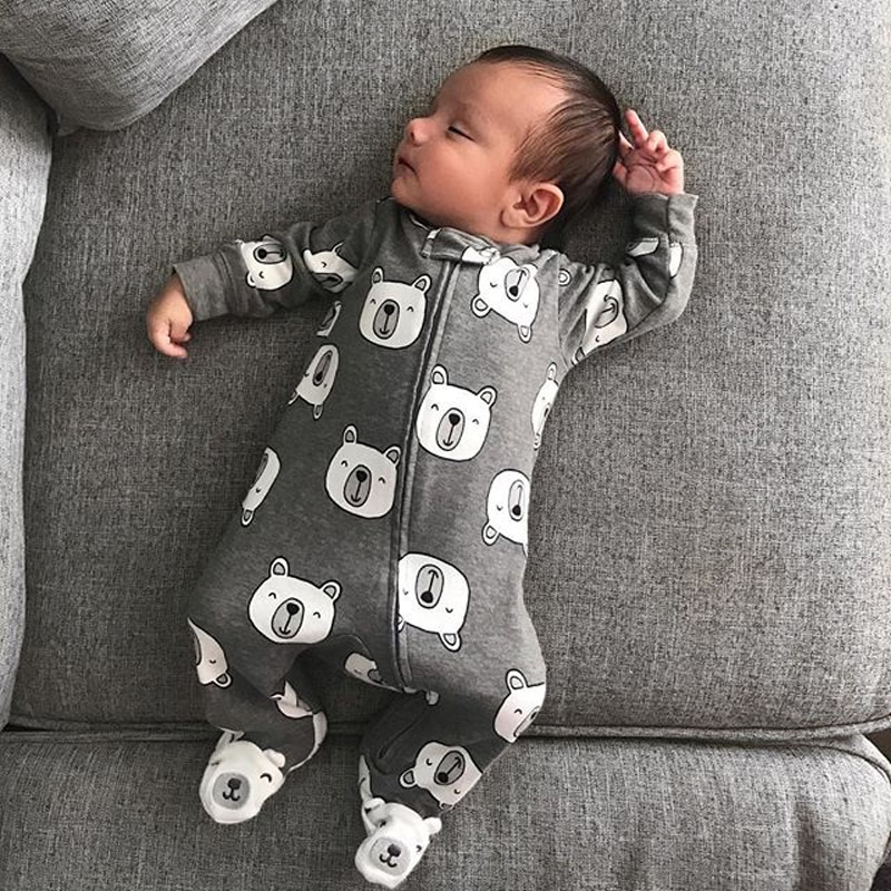 Macacão infantil de algodão, roupas para bebês recém-nascidos, macacão de meninos, zíper, macacão quente para crianças de 1-3 anos
