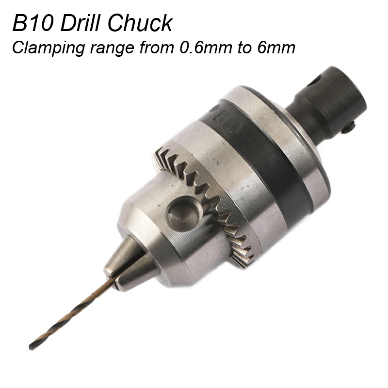 Mini Electric Drill Chuck 0.6-6mm Mount B10 Taper Connector Rod Motor Shaft Chuck For Drill With Adapter Key Wrench Power Tool