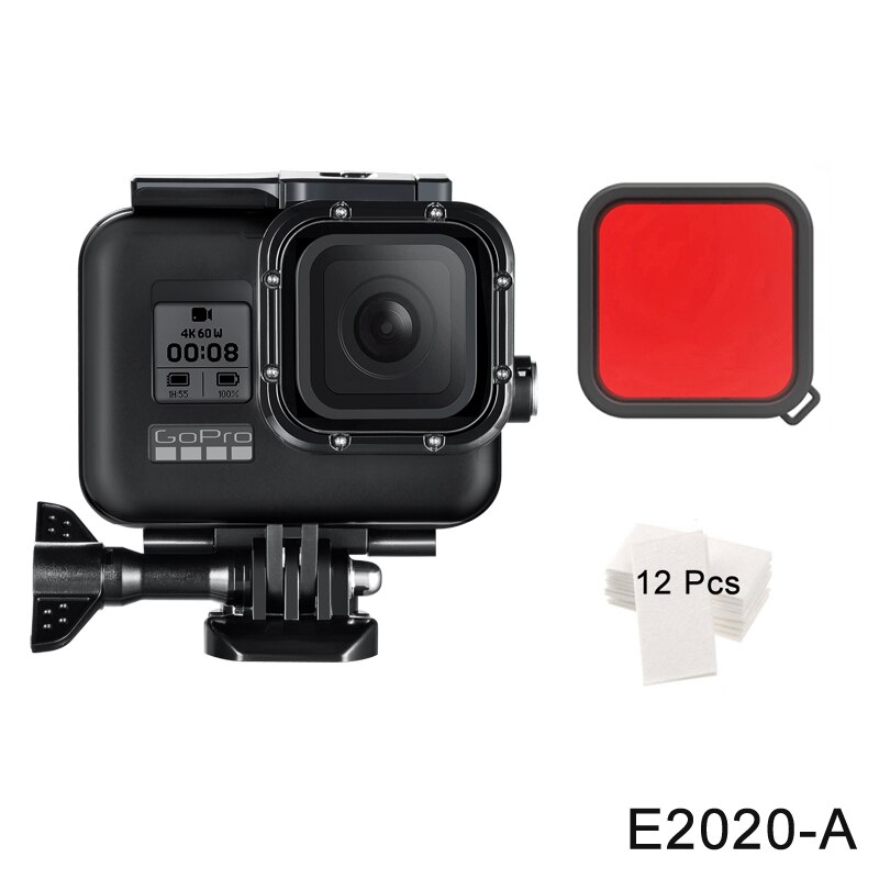 Black 60M Waterproof Housing Case for GoPro Hero 8 Black Dive Protective Underwater Diving Cover for Go Pro 8 Accessories: E2020-A