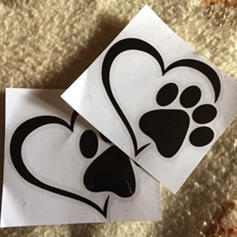 Cute Dog Paw with Peach Heart Car Sticker Cool Paw 3D Animal Dog Foot Prints Footprint Decal Car Stickers