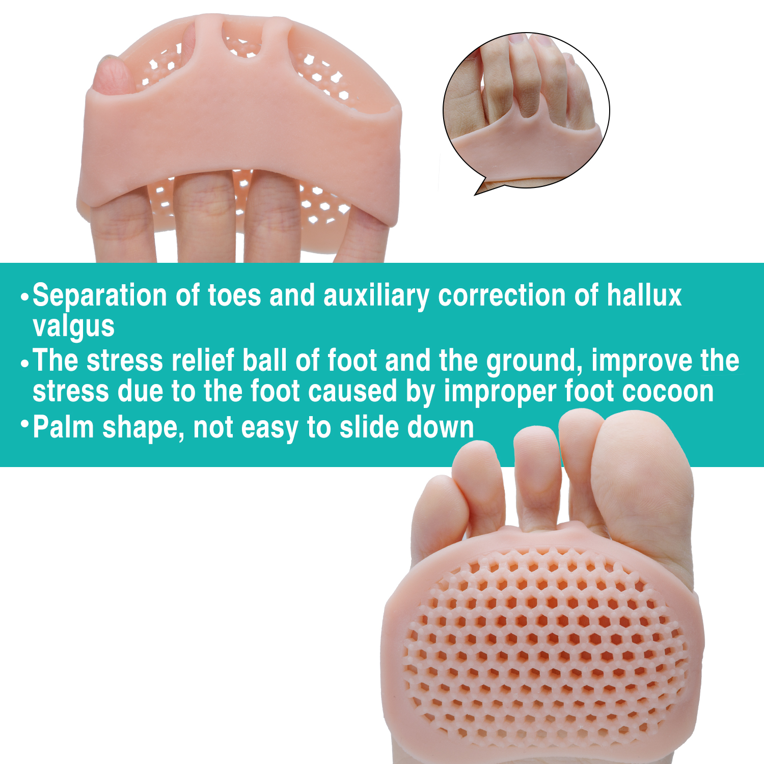 Sumifun-plantillas de Gel de silicona para el antepié, 2 uds., almohadillas para zapatos de tacón alto de mujer, plantilla para pies, callos, blíster, cuidado de callos, blanco y Beige