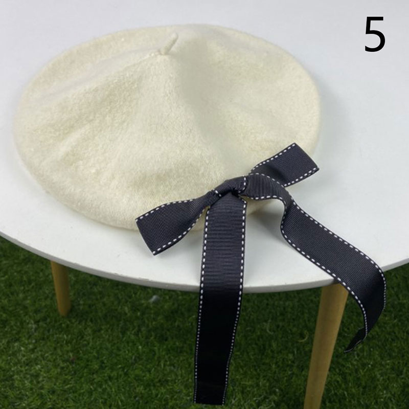 1Pcs Vrouwen Mode Vrouwen Zachte Boog Elegante Baretten Winter Warme Muts: 5