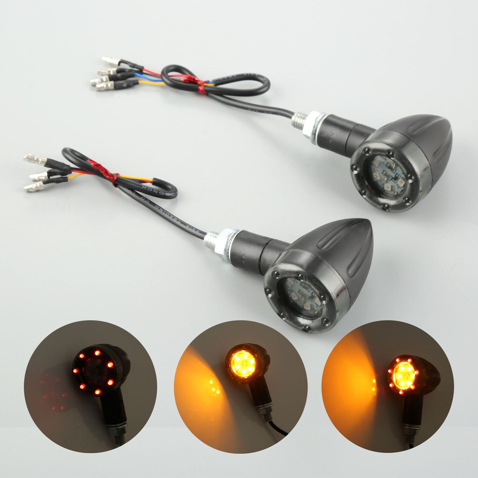 2 Pcs/4 Pcs Motorrad LED Blinker Blinker Indikatoren licht Bremse Hinten Laufende Lampe DC12V Bernstein LED Signal drehen Licht 8mm Bolzen
