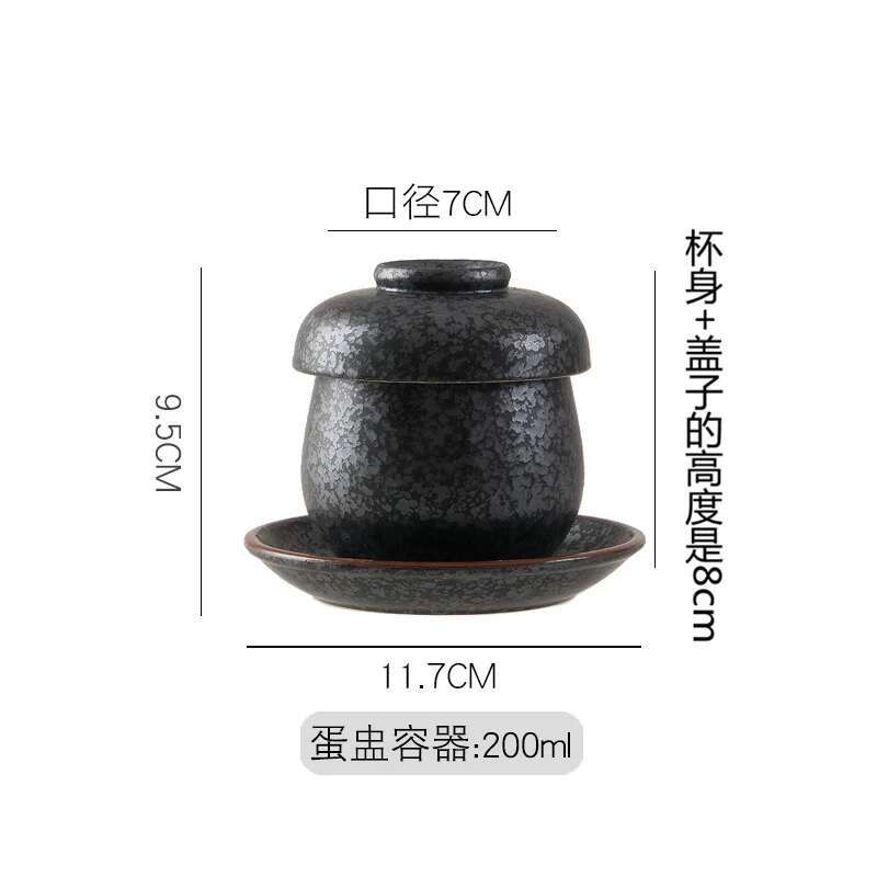 Filles à vapeur avec couvercle, bol à pudding en céramique, tasse à vapeur à œufs japonaise, Dessert, accent d'oiseau, petit bol à soupe aux œufs: vert militaire