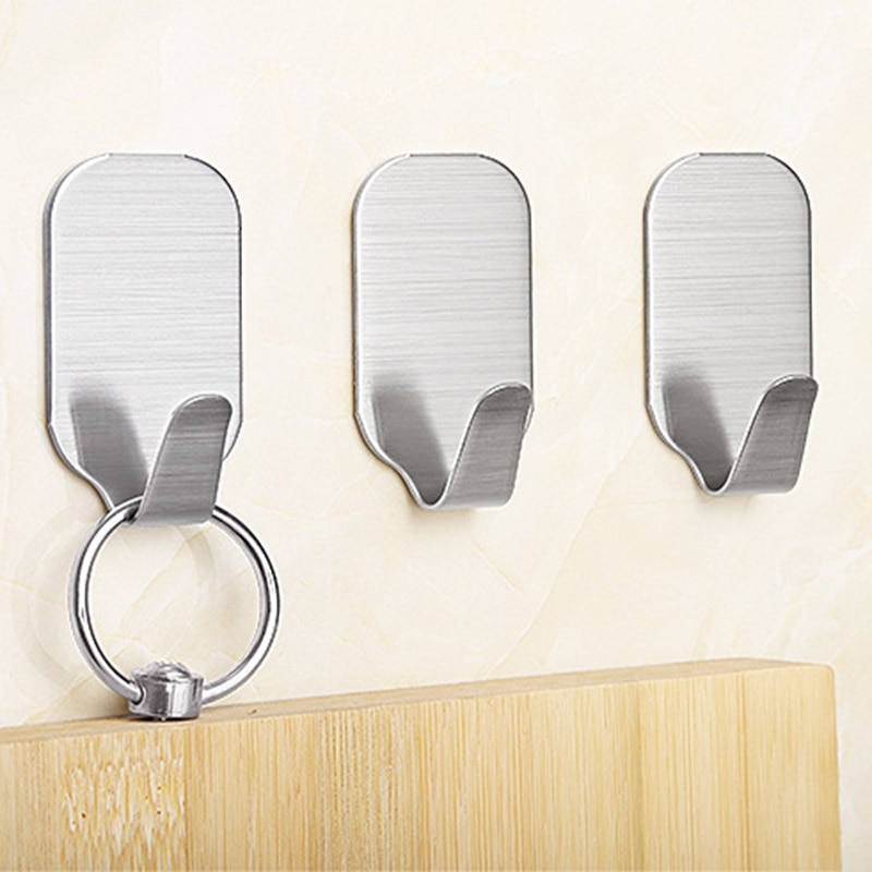 Zelfklevende haken, beeway roestvrijstalen 3m-zijdige klevende wandhanger voor keuken, badkamer, kantoor, geen boorlijm nodig