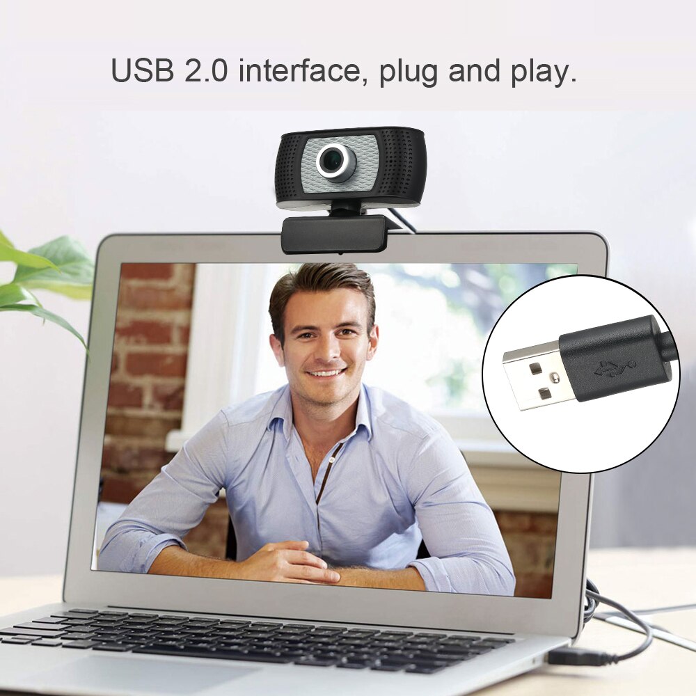 1080P Web Camera HD Webcam Desktop Laptop USB2.0 720P Web Cam Built-in Mic for Live Broadcasting Video Calling Online Lesson