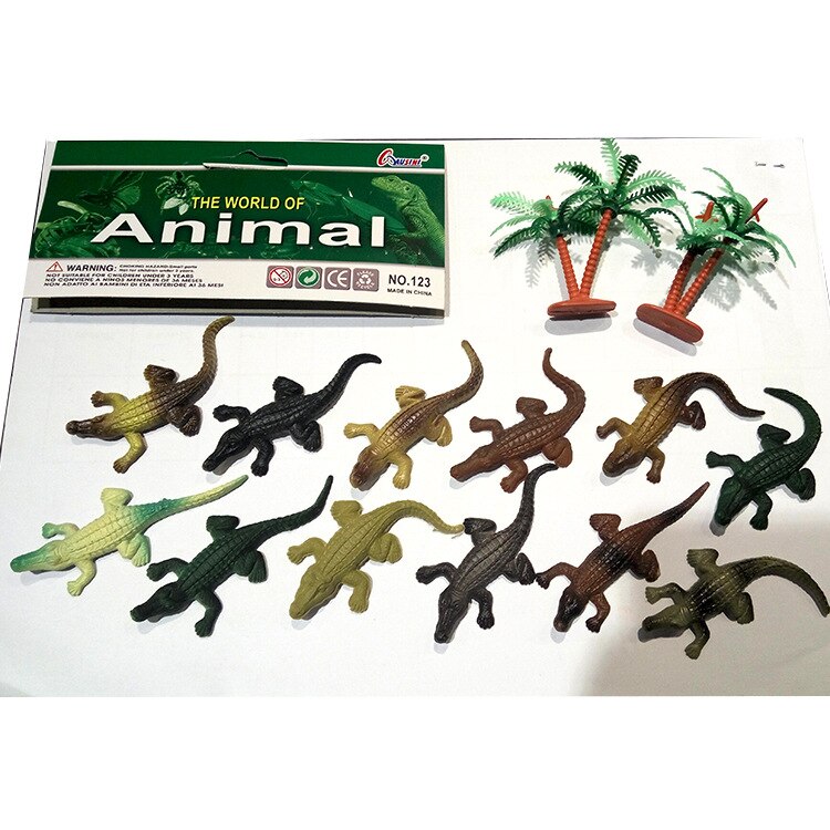 12 Pcs Animal Dinosaurus Model Ornamenten Wilde Bos Simulatie Dier Scène Accessoires Kinderspeelgoed: crocodile