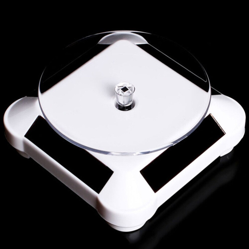 Solar Energy Electric Rotating Display Stand Tray Jewelry Accessories Prop Stand Phone Display Stand Battery Included(Golden): White