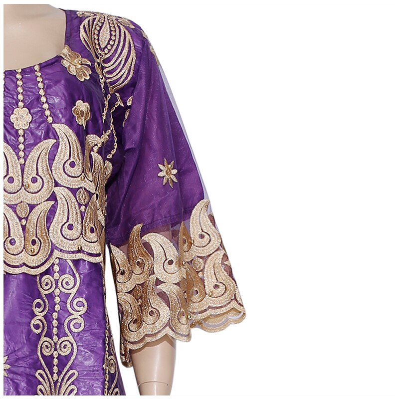 H & D-robe en dentelle d'afrique du sud, Riche Bazin, longue, brodée Dashiki avec couvre-chef, vêtements de fête nigérians africains, collection