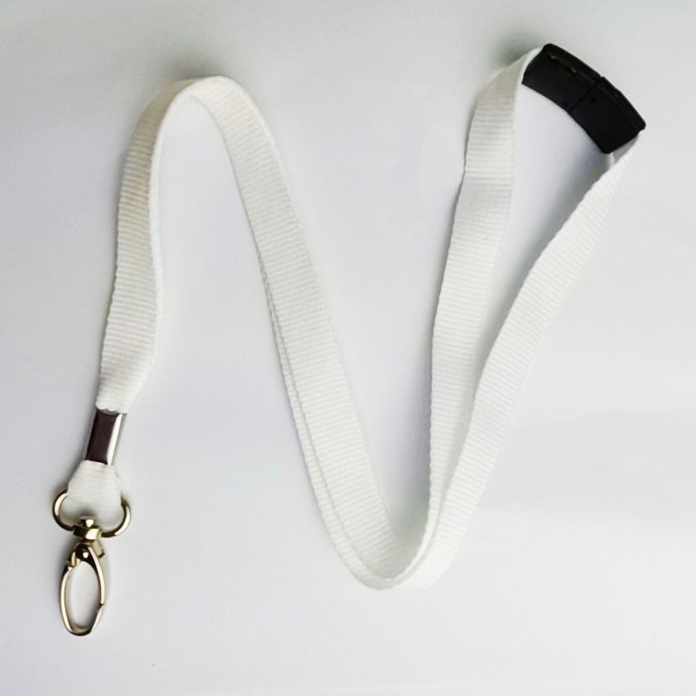Metal Clip Lanyard Neck Strap ID Pass Card Badge Length 90 Cm Plain Lanyard Safety Break Solid Color Lobster ID Card Pass Holder: WHITE