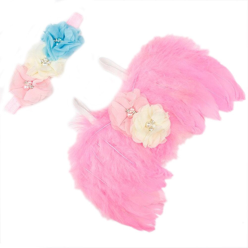 0-24M Baby Meisje Tutu Rok Hoofdband Verstelbare Bloem Hoofdband Modieuze En Realistische Angelwings Foto Props 2 Stuks outfits