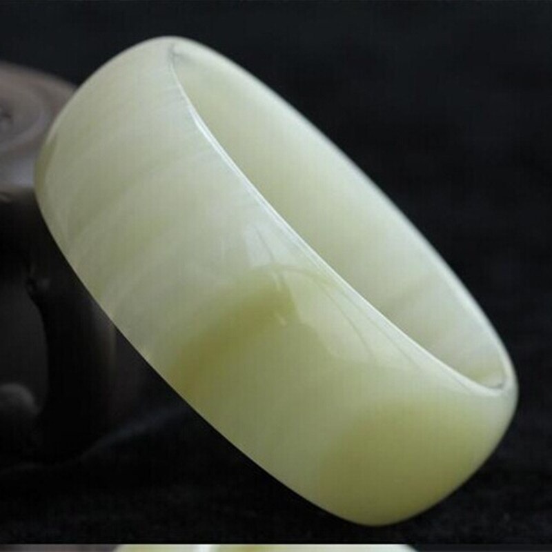 Brazaletes de tiras anchas para mujer, brazaletes de piedra de Jade blanco Natural de XinJiang, brazalete para mujer, de de baile de compromiso