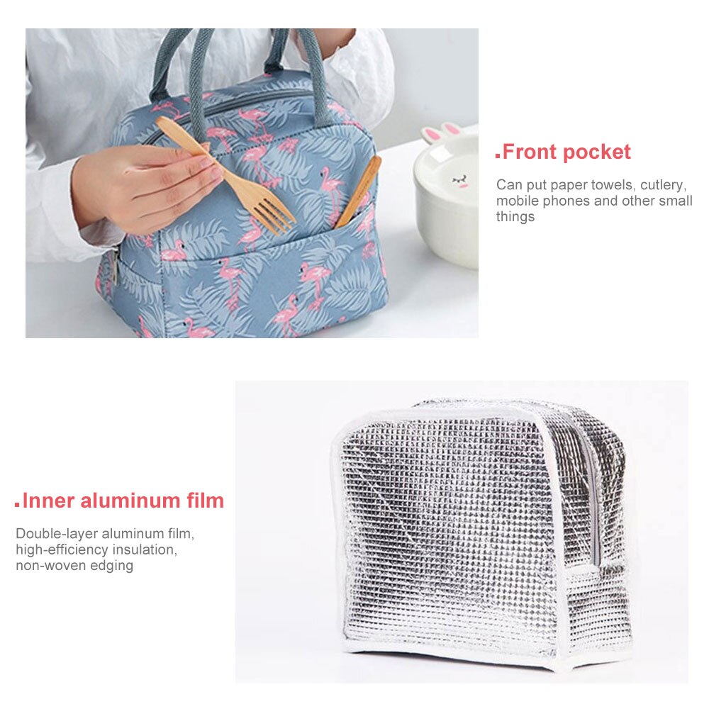 Waterproof Portable Lunch Bag Thermal Insulated Snack Carry Tote Bag Travel Picnic Food Storage Pouch