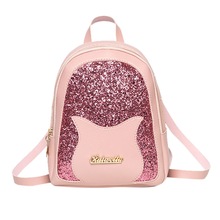 Mini mochila de lentejuelas, bandolera de piel sintética para mujeres adolescentes y niños, Mochila pequeña multifunción, mochila escolar # T5P: Rosa