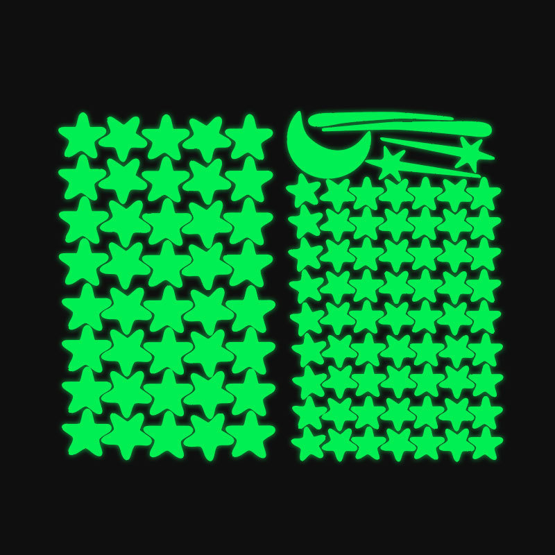 103 Stuks Lichtgevende Sterren Meteoor Maan Muursticker Voor Kinderkamer Woonkamer Slaapkamer Decoratie Decals Glow In The Dark 3D Stickers: Green
