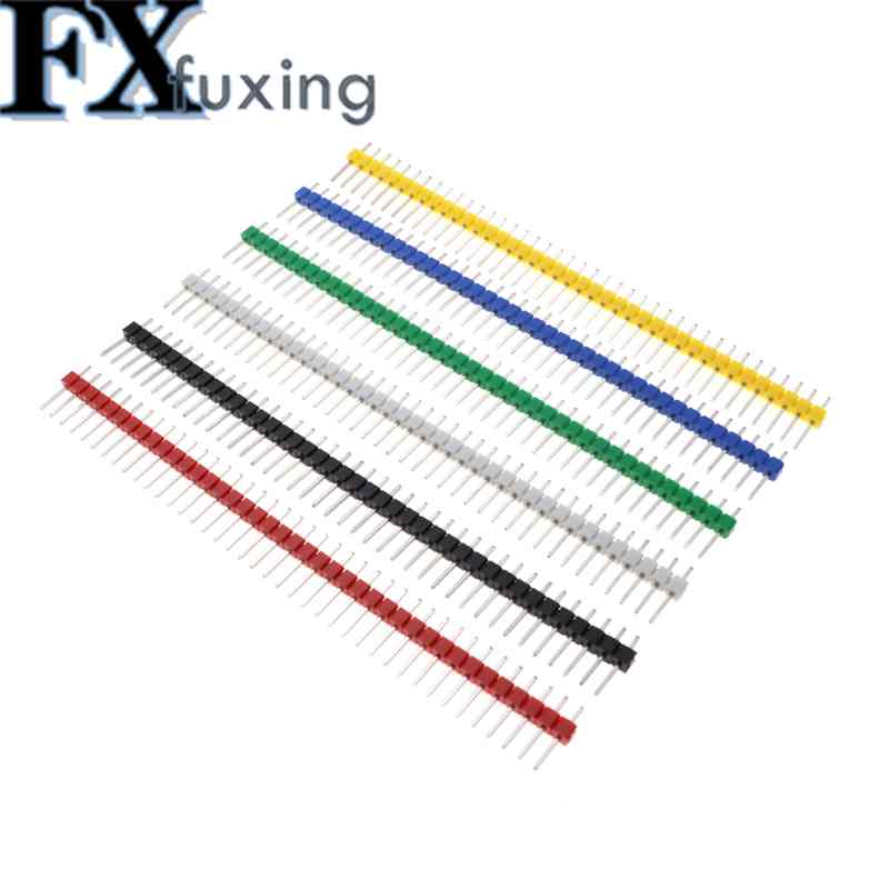 30 STKS 40 Pin Breekbare Pin Header 2.54mm Enkele Rij Mannelijke Header Connector Kit PCB Pin Strip Voor Arduino Zwart Wit Rood Groen