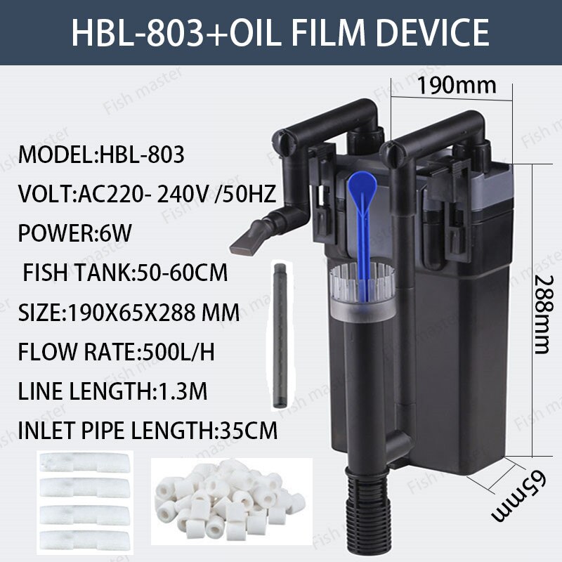 6W Muur Gemonteerde Aquarium Filter Aquarium Filter Terug Opknoping Waterval Landschap Verhoogt Houtskool Filter Hbl 801 802 803
