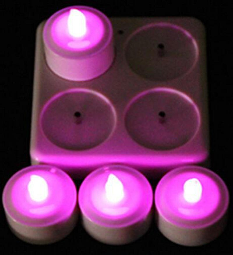 Lot de 4 télécommande led Rechargeable photophore bougies LED givré sans flamme changement de couleur bougie lampe fête mariage-multicolore