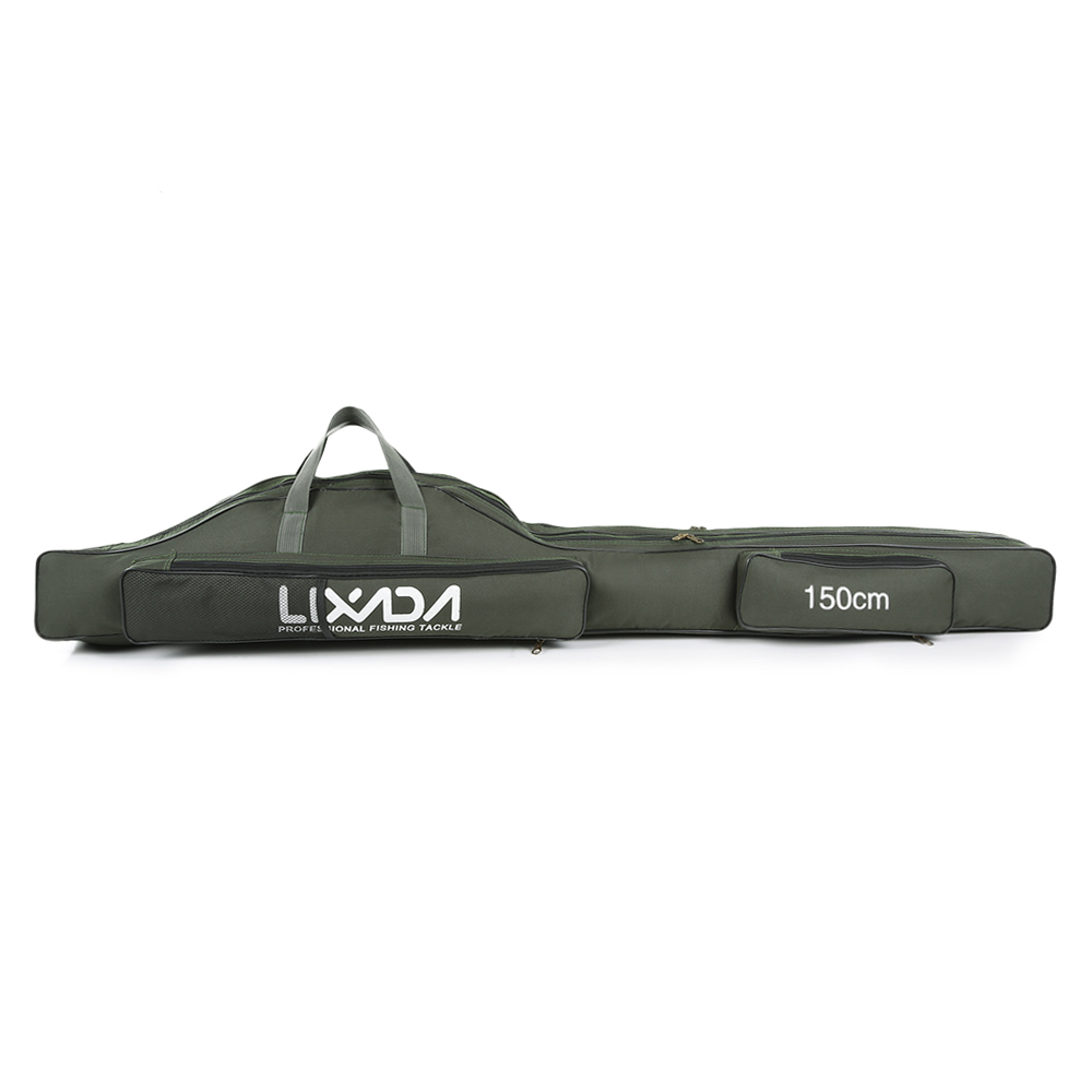 Lixada 80/150/210cm Fishing Bag Oxford Cloth Folding Fishing Rod Reel Bag Fishing Tackle Storage Bag Fishing Bag Carrier 2Layer: Light Grey