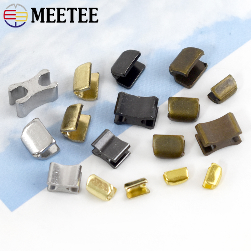 20/50/100Sets Meetee 3# 5# 8# 10# Metal Zipper Stopper U Code Non-slip Tail Stop Garment Zip Repair Kit DIY Sewing Accessories