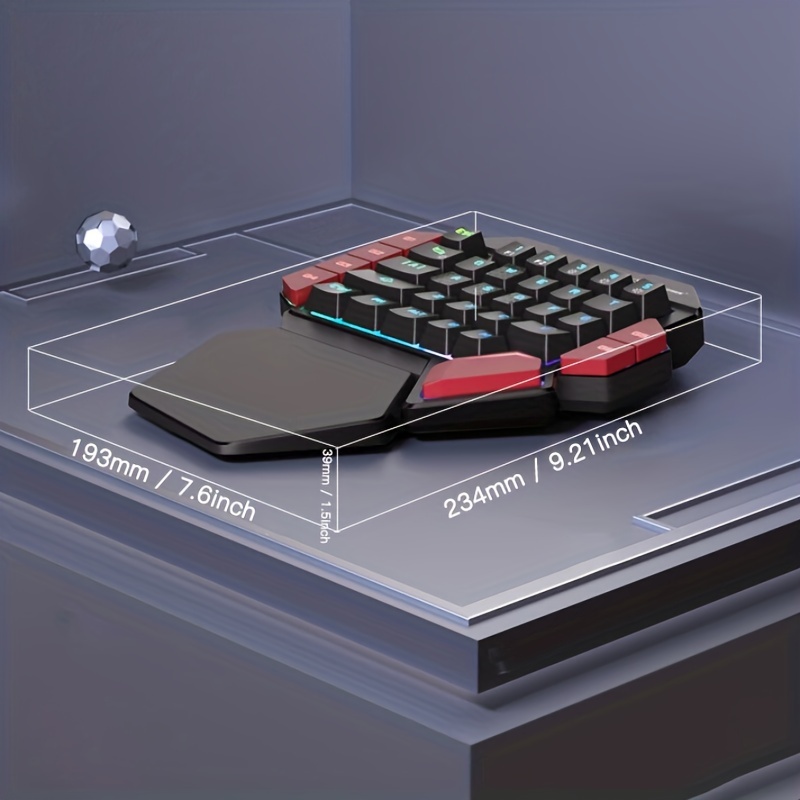 MageGee Einhand-Spiel-Mechanische Tastatur, Axt 35-Tasten, kabelgebundene Spielen-Laptop-Tastatur für Linkshänder, gemischte Lichtlampeneffekt