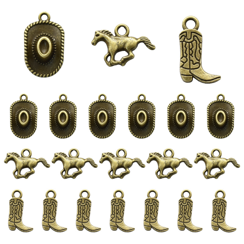 18Pcs Western Cowboy Thema Charms Lichtmetalen Metalen Paard Cowboy Boot Hoed Hanger Voor Diy Armband Ketting Oorbellen Sieraden Maken