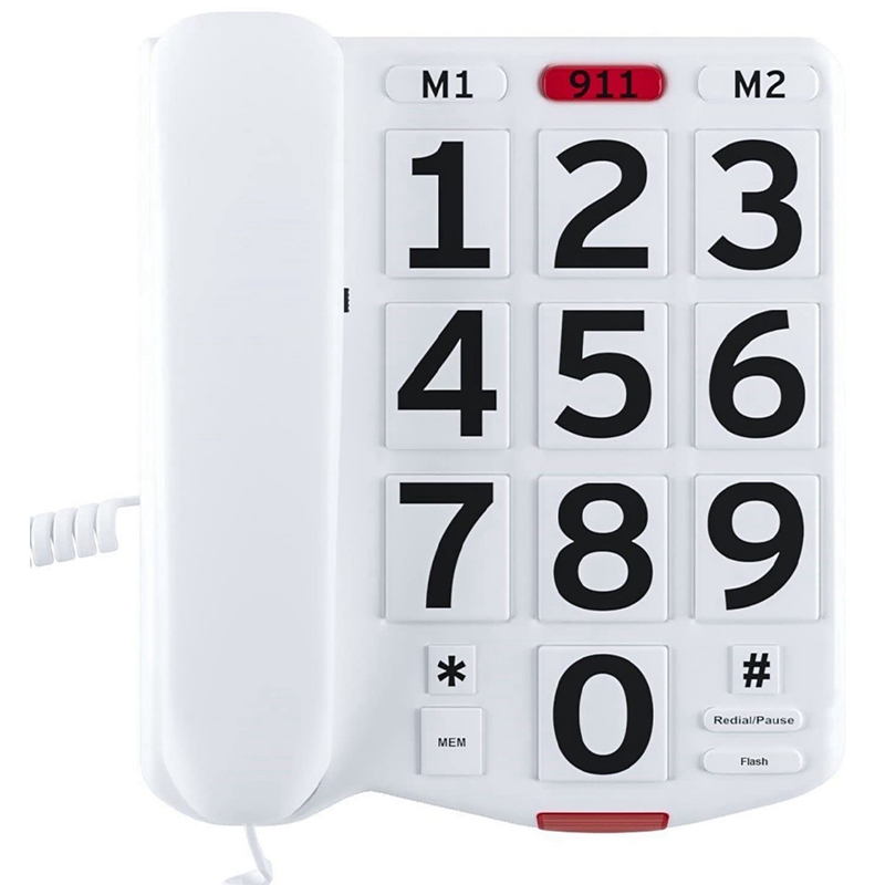 Large Letter Key Landline, Wired Desktop Phone With Handset, One Key For Help, Super Loud Volume For The Elderly: Default Title