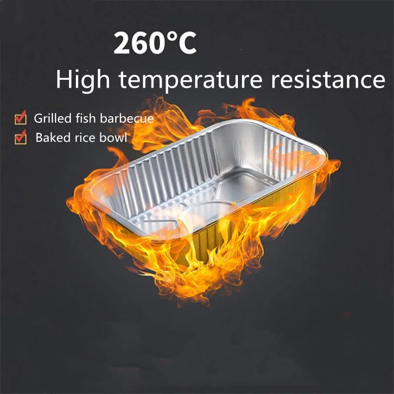 Aluminum Foil Sealed Tin Paper Box Thermal Insulation Disposable Grilled Fish Takeaway Packaging Box Baking lunch box