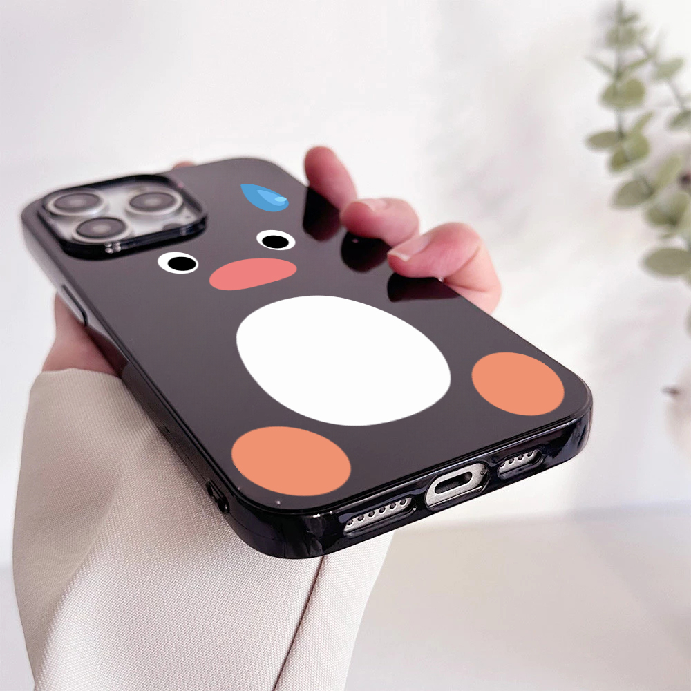 Ins Leuke Zweten Pinguïn Glanzend Zwart Telefoonhoesje voor iPhone 16 15 14 13 12 11 Pro XS Max 7 8 Plus 16E Grappige Soft Cover Fundas
