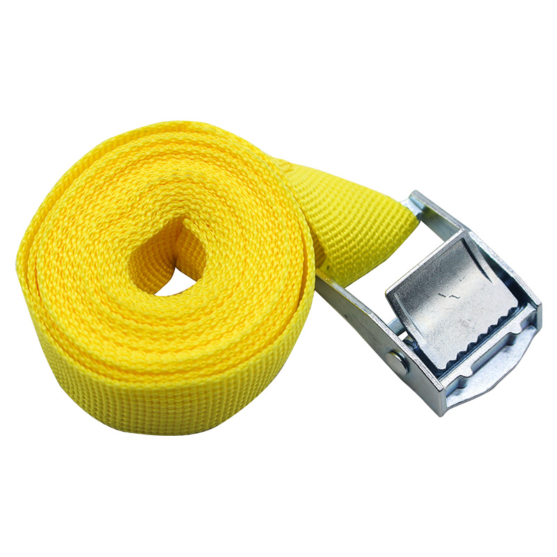 Cinghie con fibbia a pressione da 2 m Cintura di rilegatura regolabile Corda da carico Cinghia fissa con fibbia in metallo Corda da traino Cintura a cricchetto per borsa da viaggio: YELLOW