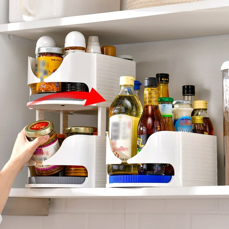 Dubbele Roller Roterende Opbergdoos Keuken Koelkast Drank Bier Rack Roto Caddy Swivel Organizer