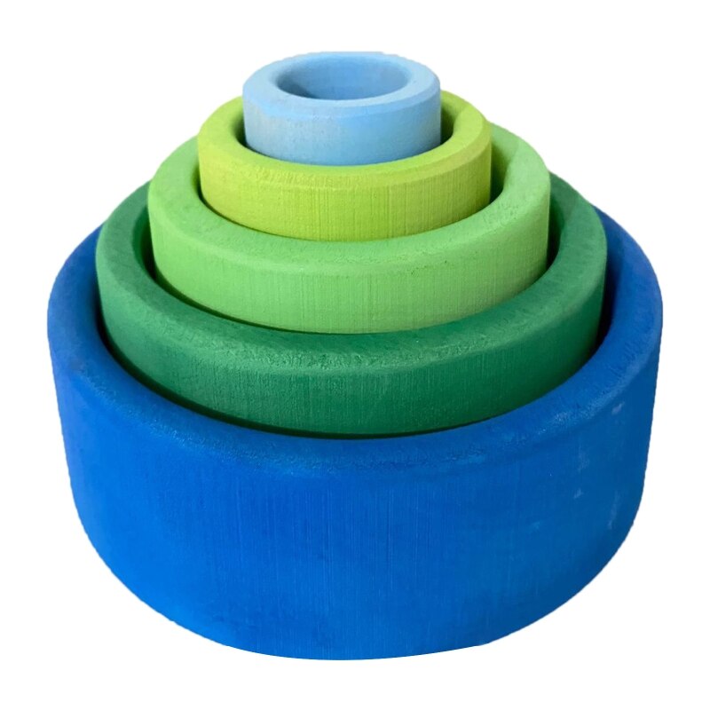 5 pz Del bambino Arcobaleno Di Legno che impila Creativo per Bambini Giocattoli Educativi Regali per Bambini Impilabile Gioco di Apprendimento Blocchi di Costruzione: 3