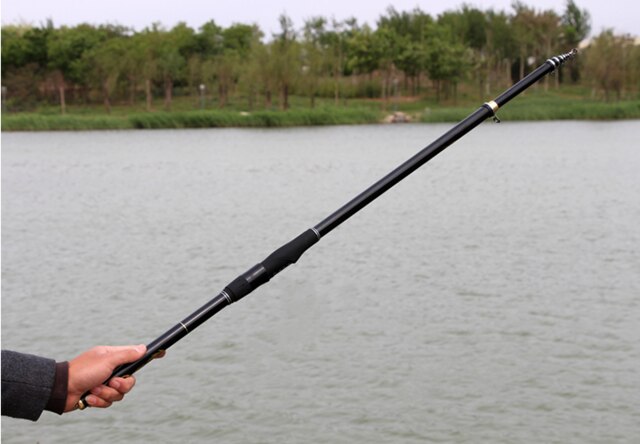 3.6m/4.5m/5.4m/6.3m Portable télescopique canne à pêche bobine fibre de carbone poisson pôle mer pêche rocheuse canne à pêche: Black / 3,6 m