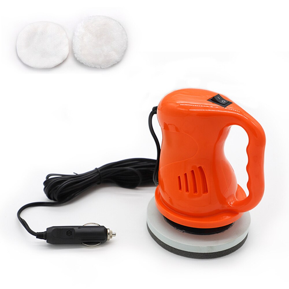 Electric Sander 12V 40W Portable Auto Vehicle Polisher Car Polishing Machine Waxed Orbital Buffer Polishing Machine Kit: Orange