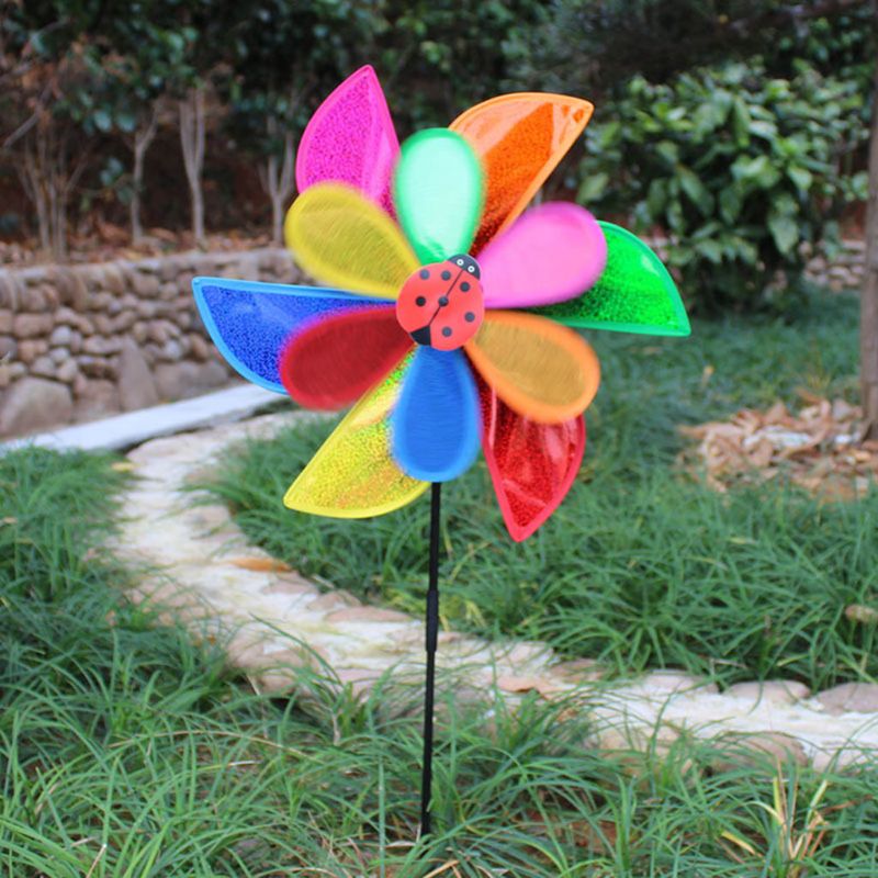 Moulin à vent à paillettes à Double couche H58C, décoration de jardin et cour