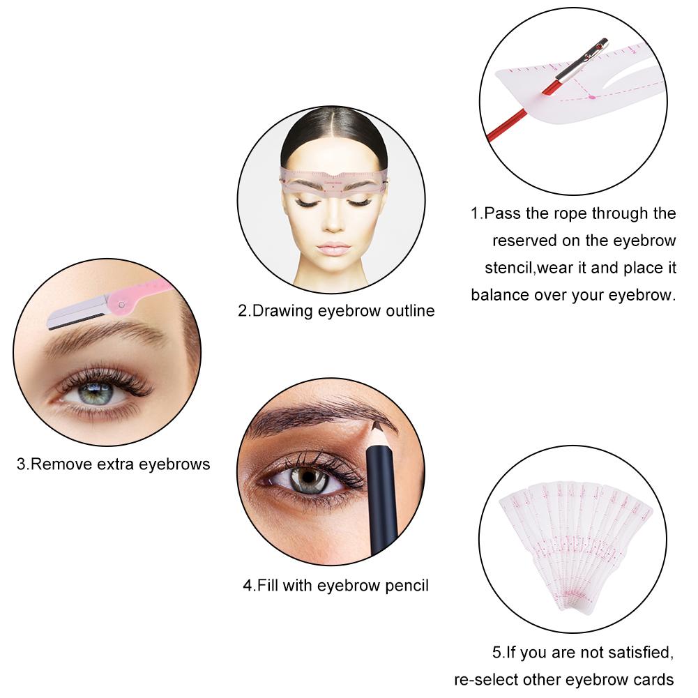 12Pcs Stencils Eyebrow Shaper Kit Reusable Eyebrow Stencil Eye Brow DIY Drawing Guide Styling Shaping Grooming Template Card