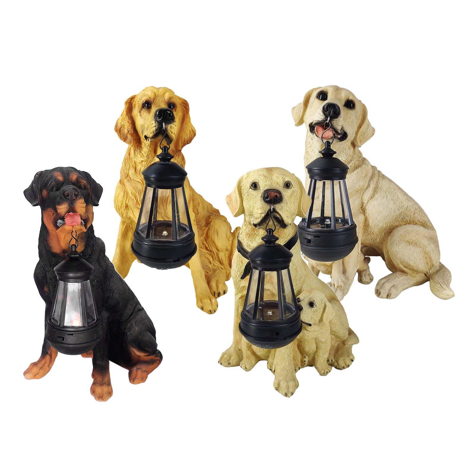 Resin Solar Dog Garden Light Golden Retriever Labrador Rottweiler German Shepherd Dalmatian Outdoor Courtyard Lamp Lawn Statue