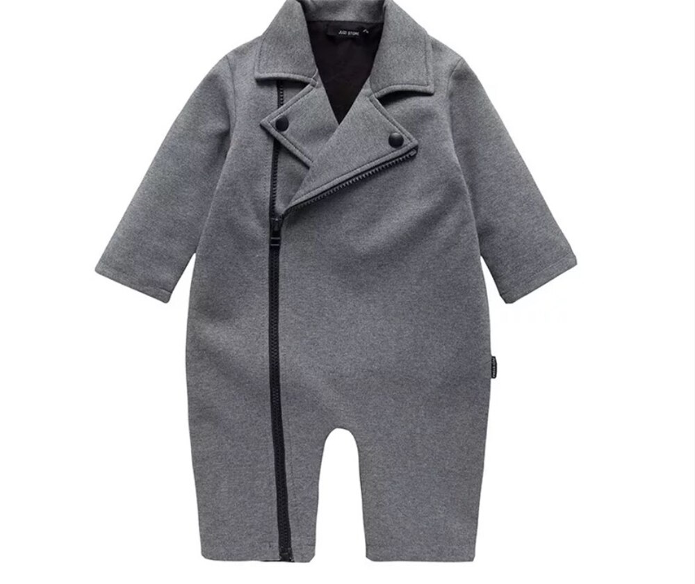 Puremilk Baby Romper Lange Mouw Baby Jongens Kleding Grijs/Zwarte Lente Kleding: grey / 6m