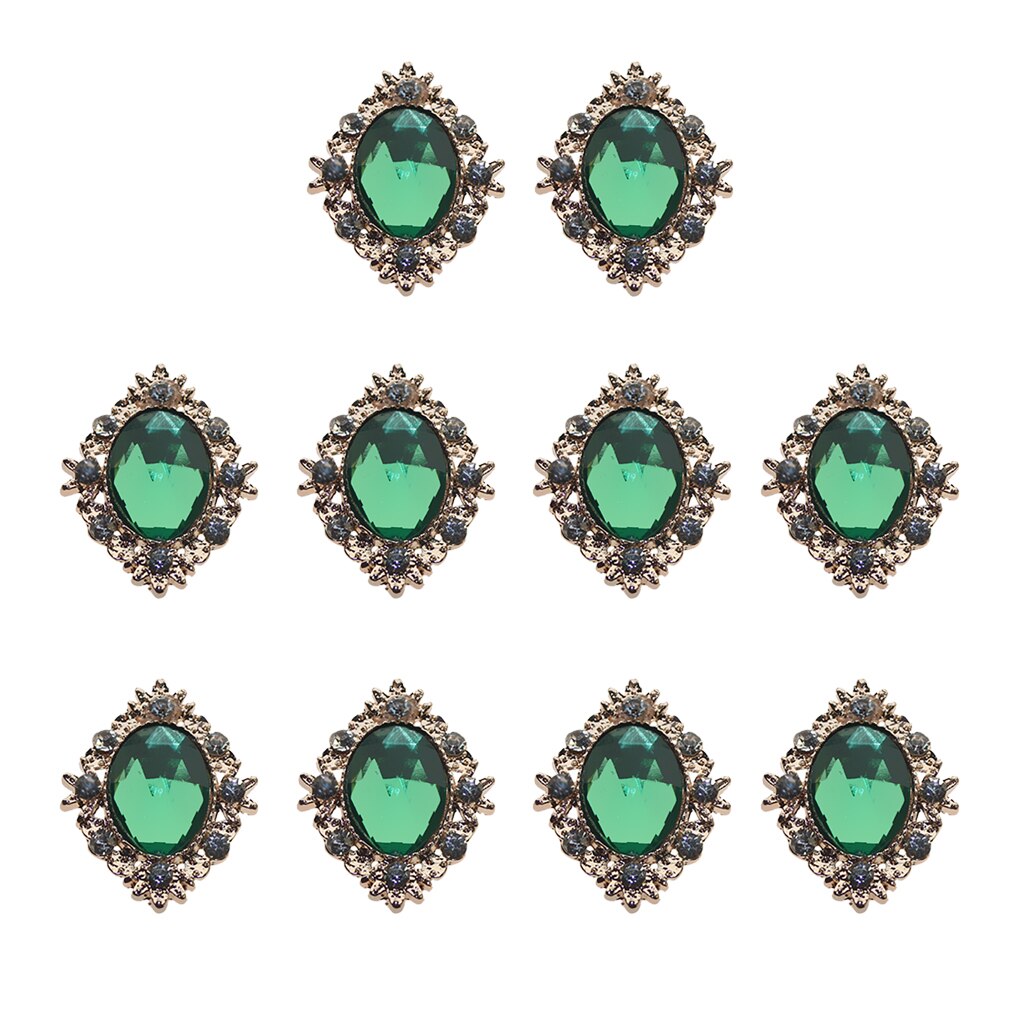 10 Pcs 25 Mm Strass Cabochons Plaksteen Crystal Knoppen Versieringen Bruiloft Sieraden Telefoon Decor Diy Kledingstuk Naaien Acce: Green