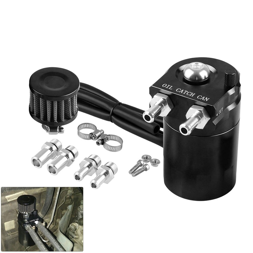 Oil Catch Can Tank with Breather Tank Reservoir Filter Baffled Aluminum Universal OCC025 Universal Baffled