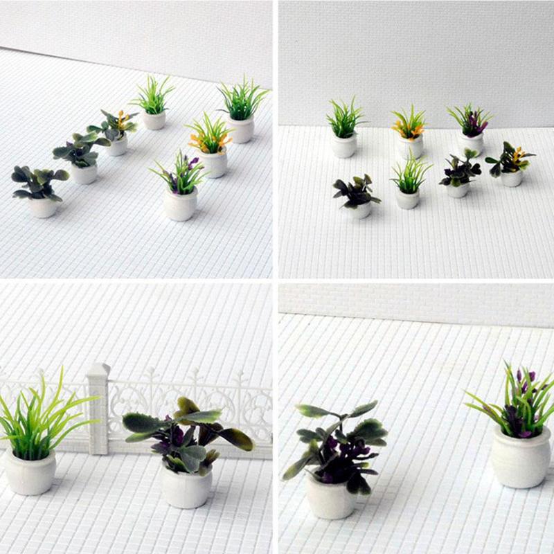 Mini potteblomster og planter modellfremstilling diy håndlaget konstruksjonssand bordmateriale 3-5cm